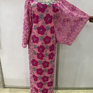 Pink well stoned boubou luxury lace