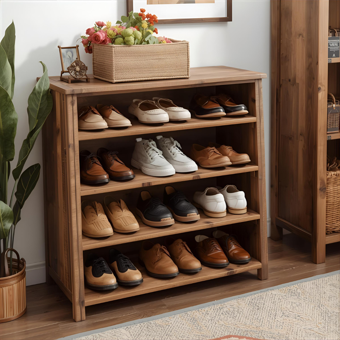 Wooden Shoe Rack 4-Tier